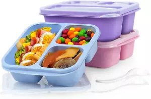 Snack Containers(3 Pack), 3 Compartments Meal Prep Containers Reusable Lunch Con - Picture 1 of 6