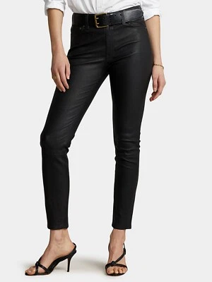 POLO RALPH LAUREN CUERO LEGGING NEGRO MUJER PANTALÓN VAQUERO TALLA 12 NUEVO CON ETIQUETAS Foto 1 de 4