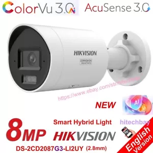 Hikvision DS-2CD2087G3-LI2UY 8MP Ai ColorVu 3.0 AcuSense 3.0 MIC PoE IP Camera - Picture 1 of 11