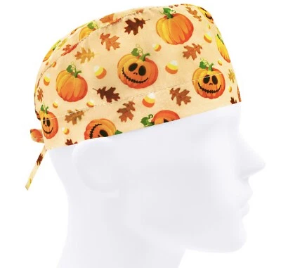 Surgical cap men, scrub caps, surgery hat pumpkin Jack , scrub hats Halloween - Image 1 of 3