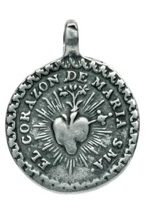 Medaglia CUORE IMMACOLATO / CRISTO CHE PORTA LA SUA CROCE, argento, fusa f/medaglia messicana - Foto 1 di 3