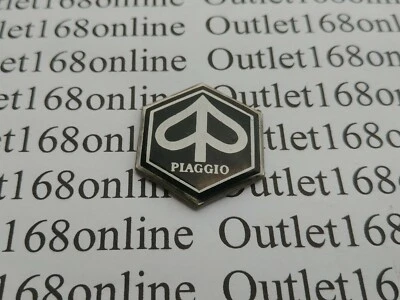 Vespa Piaggio PX E Lusso PK XL2 HP Badge Emblem Logo Horn Cowl Hexagon Black - Imagen 1 de 4