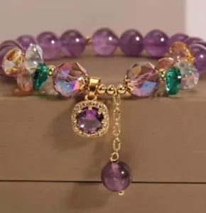 💟Amethyst Echte Heilsteine mit facetierten Steinen💟 mit Anhänger, Armband - Bild 1 von 1