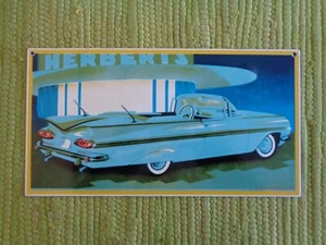 Vintage 1959 Chevy Impala Convertible PORCELAIN SIGN Advertising Herberts Garage - Picture 1 of 3
