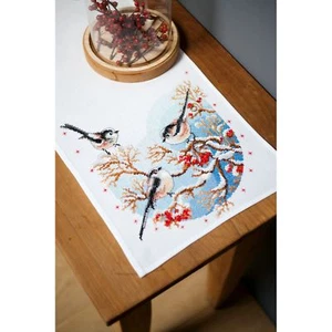 VERVACO 0158341 Mésanges Chemin de table Broderie Point de croix compté - Imagen 1 de 3