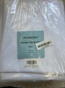 Round Tablecloths (6 For 19!) for weddings or banquets. 70 in diameter. White - Picture 1 of 3
