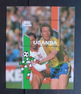 Uganda 1990 Copa Mundial de Fútbol Italia MS853b Suecia montado como nuevo - Imagen 1 de 1