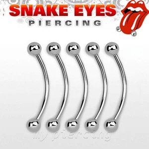 5pcs. 16G 14G Surgical Steel Curved Barbell Tongue Snake-Eyes Piercing 12mm-25mm - Picture 1 of 3