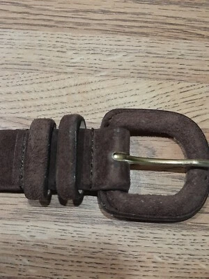 Unisex belt L/XL 40"-44" brown suede 1 inch wide Suede covered buckle - Изображение 1 из 4