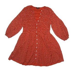 MADEWELL Red Viscose BUTTON-UP DRESS Western-Style Summer Oversized Women's XS - Picture 1 of 7