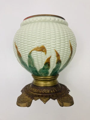 Base de lámpara de aceite de maíz maíz maíz vidrio arte Libbey C. 1889 sin pantalla Toledo OH Foto 1 de 4