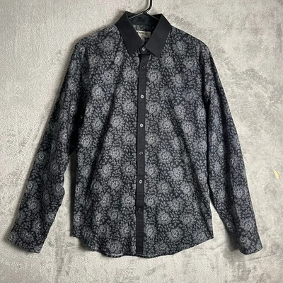 Vintage Express Mens Patterned Button Down Dark Academia Grunge Size Medium Slim - Image 1 of 4