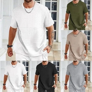 Men Top Blouse Casual Korean Style Oversized Regular Short Sleeve Comfy - Picture 1 of 20