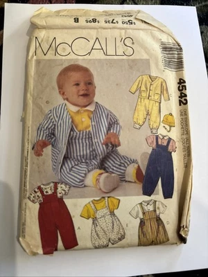 McCalls Pattern 4542 Baby Boy Overhall Shirt Pants Shorts - Image 1 of 3