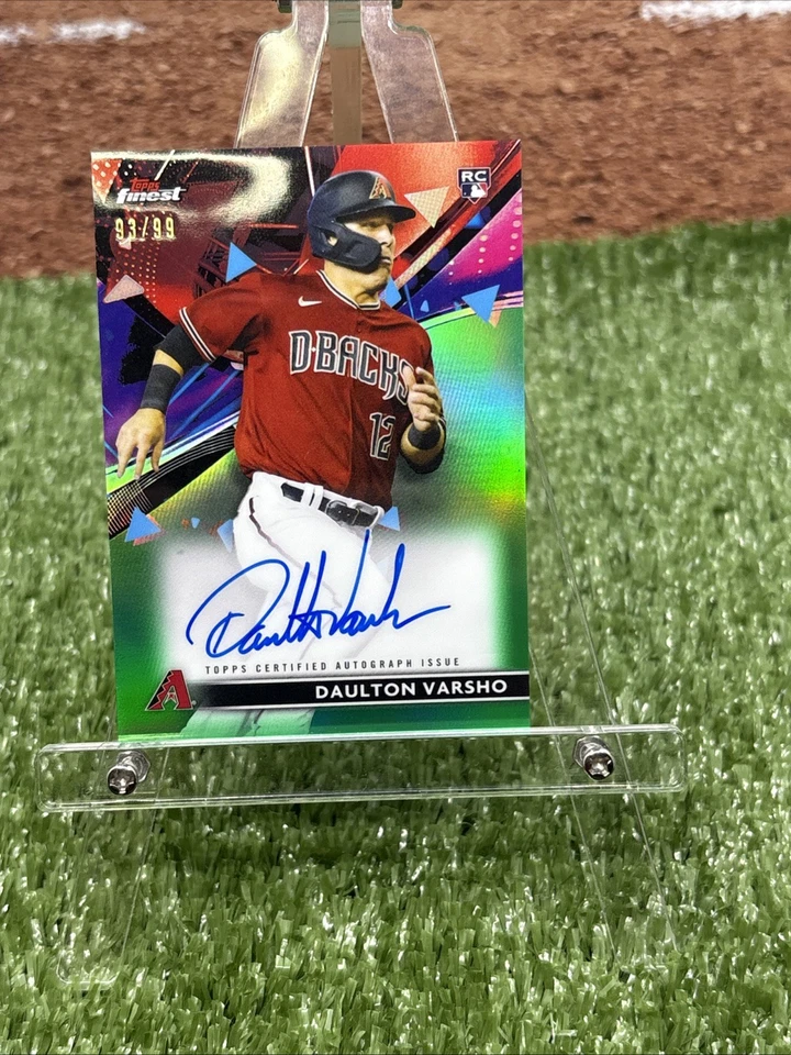 2021 Topps Finest - Daulton Varsho (RC) #FA-DV Rookie GREEN Refractor /99 AUTO - Image 1 of 4