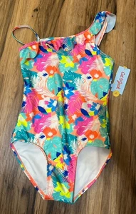 NWT Cat & Jack Girls Size Large (10/12) Abstract Floral 1PC Swim Suit - Picture 1 of 2