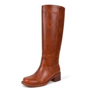 Platform Women's Knee High Square Toe Chunky Block Heel Long Wide Calf Size8.5 - Picture 1 of 7