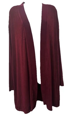 Cárdigan abierto Citiknits para mujer 1X Plus borgoña suéter tejido ceñido oficina Foto 1 de 4