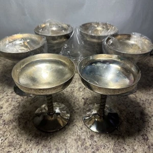 Juego De 6 Copas Estilo Martini Vintage Plateadas, KIRK-Made in Spain - Imagen 1 de 6