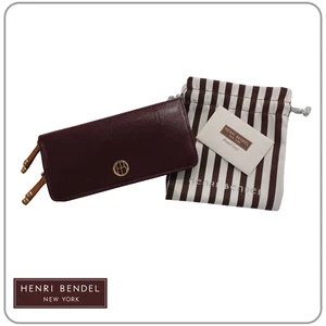 Henri Bendel XL Wallet Burgundy Leather Zip & Snap 8" - 15 Card Slots - Dust Bag - Picture 1 of 6