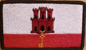 Gibraltar Flag Military Tactical Patch W/ Hook & Loop Fastener Black Border - Bild 1 von 1