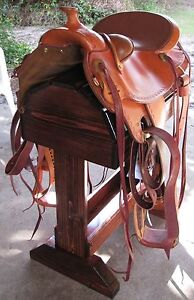  Wood Saddle Stand Mahogany Stain / FREE SHIPPING 
