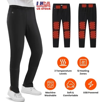 Heated Pants Electric USB 12 Zones Soft Heating Trousers Outdoor Winter Warm - Image 1 of 4