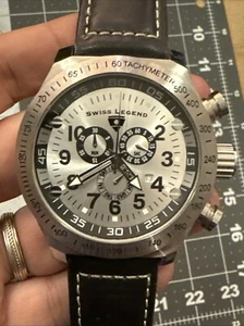 Swiss Legend SL Pilot Chronograph Men’s Wrist Watch SL-22828-02S 52m New Battery - Picture 1 of 13