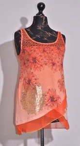 BNWT Desigual Womens Diana Top Sleeveless Coral Red Flower Print Size S UK10 - Picture 1 of 8