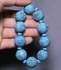 Bracelets bracelets 4,7 pouces vieilles perles rondes turquoise chinoises élasticité tas