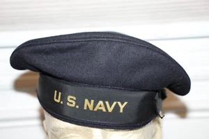 Original WW2 U.S. Navy (USN) Navy Blue Wool Named Donald Duck Hat w/USN Tally - Picture 1 of 12