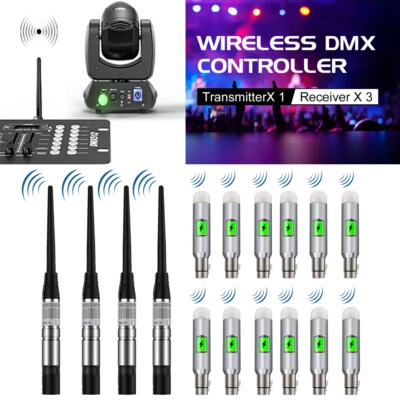2.4G DMX512 Wireless XLR 3X Receiver & Transmitter For Stage Party Club Lighting - Image 1 of 4