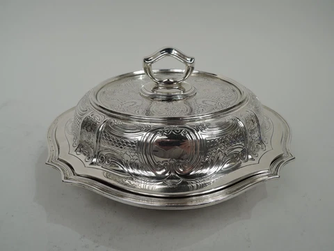 Tiffany Bowl 16765A1 Antique Round Covered Serving Dish American Sterling Silver Cover
