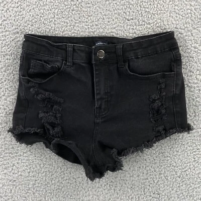 Pantalones Cortos Brandy Melville Para Mujer Talla Mediana Negros Denim Deshilachado Elastizados Envejecidos Foto 1 de 4