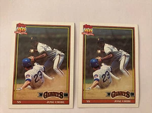 1991 Topps Jose Uribe #158 Baseball Card x2 - Picture 1 of 10