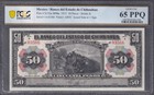 MEXIQUE 50 PESOS 1913 TRAIN LA BANQUE CHIHUAHUA PCGS GEM 65 WORLD BANKNOTE 