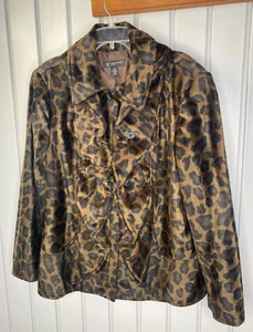 International Concepts Woman Sz 3X Hip Length Jacket Coat Faux Fur Animal Print - Picture 1 of 8