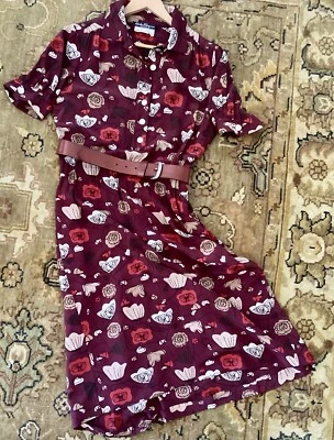 Vestido Camisa Salvatore Ferragamo Seda Abotonada Floral, Italia, Talla 42/US 8 Foto 1 de 4