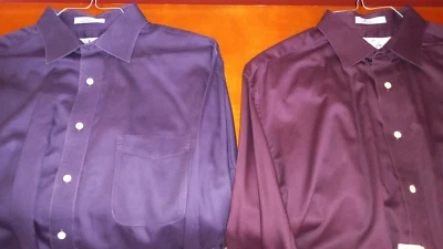 2 Barrington 长袖礼服衬衫,尺寸 17 (32/33),1 紫色,1 勃艮第色 — 第 1/4 张图片