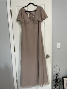 AZAZIE | Taupe Tan Mother of Bride Long Dress Ruched Gown Bridesmaid | A 14 - Picture 1 of 11