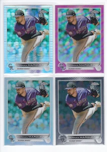 2022 Topps Chrome GERMAN MARQUEZ REFRACTOR Parallel LOT Prism, Pink (4 cards) - Picture 1 of 9