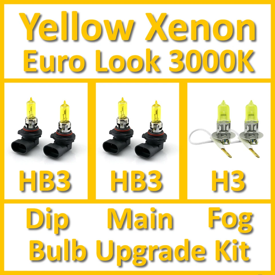 Warm White 3000K Yellow Xenon Headlight Bulb Set Main Dip Fog HB3 hb3 H3 Kit - Image 1 of 1
