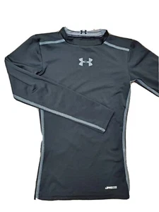 Under Armour Heat Gear Logo Graphic Boy Black SZ YXS Fitted LS Youth Base Layer  - Picture 1 of 10