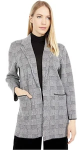 NWT J Crew Sophie Open-Front Merino Wool Sweater Blazer Black Plaid Sz XXS XS - Picture 1 of 12