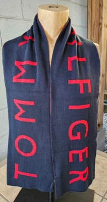 Tommy Hilfiger Scarf Men's Blue Red W/ Flag Logo One Size - Image 1 of 4