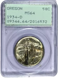 1934-D PCGS MS64 Oregon Trail Classic Commem Half-TDO FS-301 in 1st Gen OGH - Picture 1 of 3