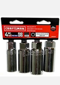 Craftsman 3/8 in. Drive Metric and SAE 6 Point Standard Spark Plug Socket Set 4 - Picture 1 of 1