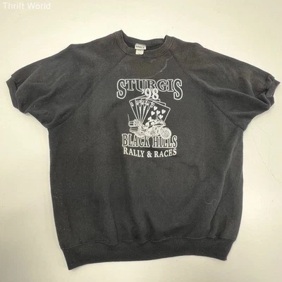Vintage 1998 Sturgis Black Hills Rally Biker Short Sleeve Sweatshirt USA Sz 3XL - Image 1 of 4