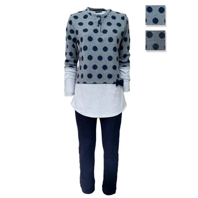 Pigiama serafino invernale lungo donna pile Character out of Singolare 3688 - Imagen 1 de 2