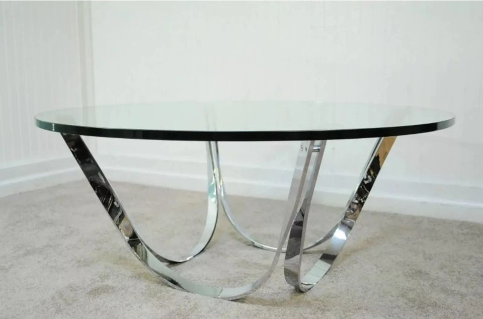 Tri-Mark Chrome Plated Steel Round Coffee Table after Roger Sprunger - Image 1 of 4